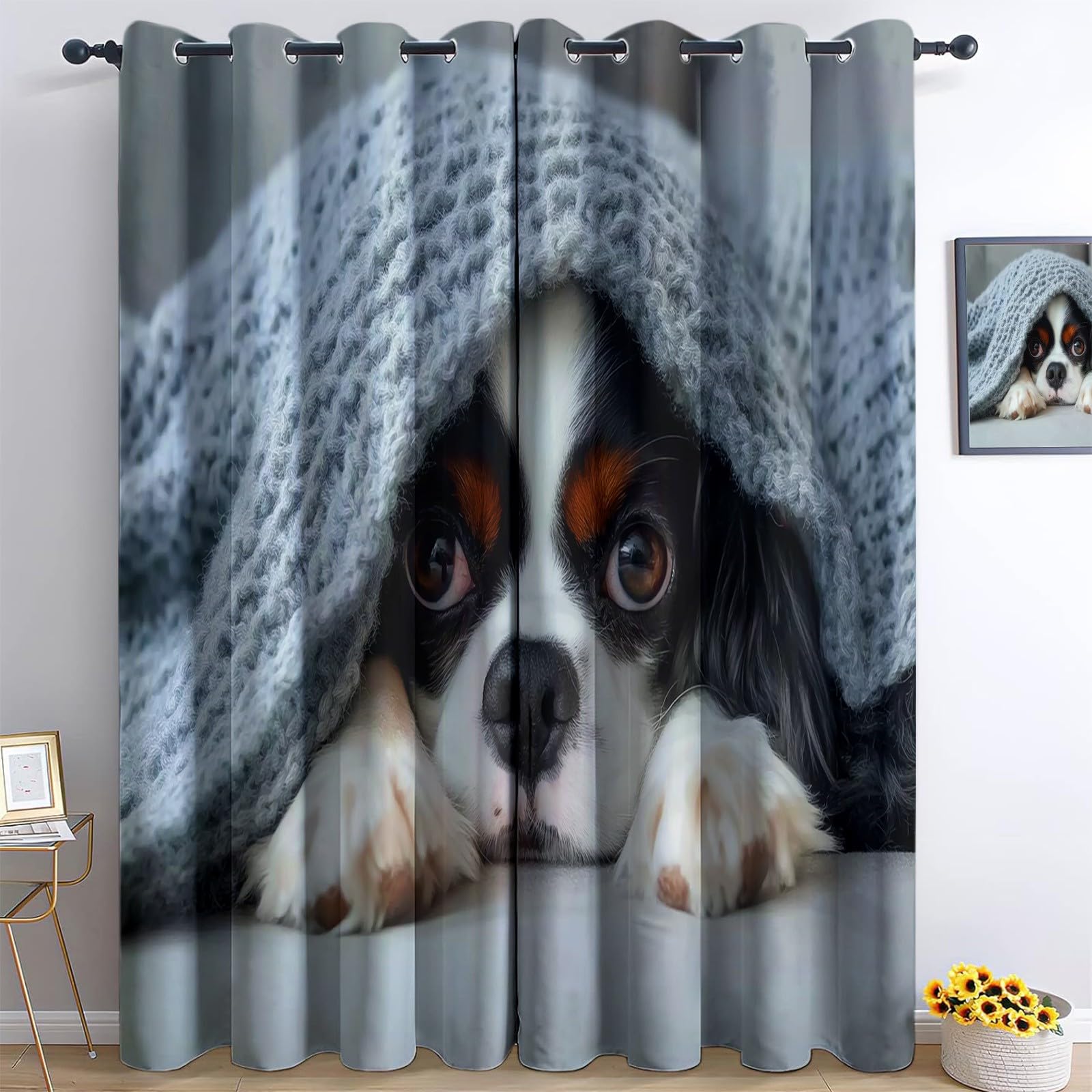Rideaux occultants thermiques contre les courants d'air froid lot de 2 gris