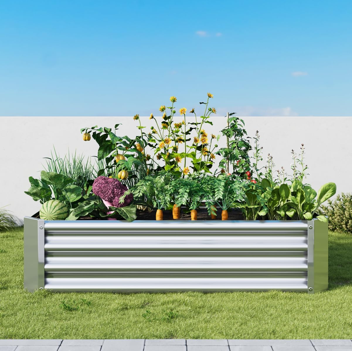 Raised Garden Beds Outdoor, 4x2x1ft, Metal Planter Kit Box Outdoor for Deep-Rooted Vegetables, Flowers, Green and Herbs