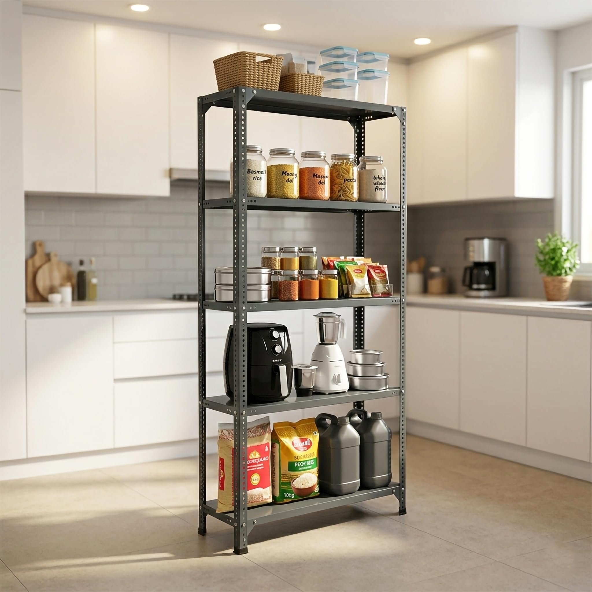 s k grill art Metal Industrial Rack (Grey) (12 X 48 X 72 inch)-image-29