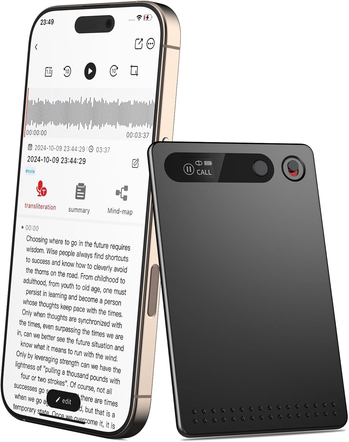 AI Voice Recorder, Voice Recorder AI Technology for Transcription & Summarization with Magnetic Housing, App Control,112 Languages, 64GB Memory, Audio Recorder for Lectures, Meetings, Gray