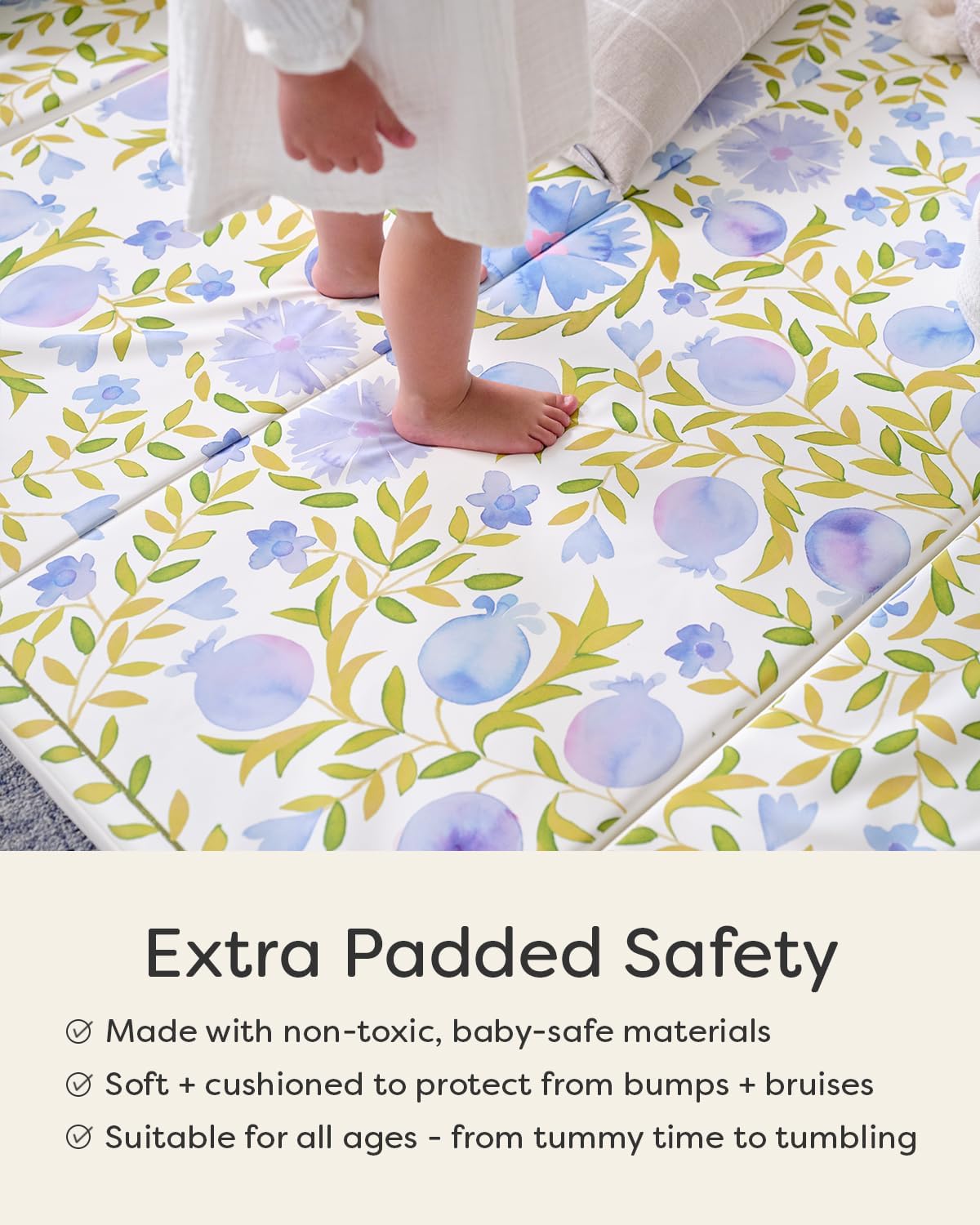 House of Noa Tumbling Baby Play Mat for Floor – Foldable Foam Playmat for Babies & Kids, Non-Toxic Wipeable Baby Mat