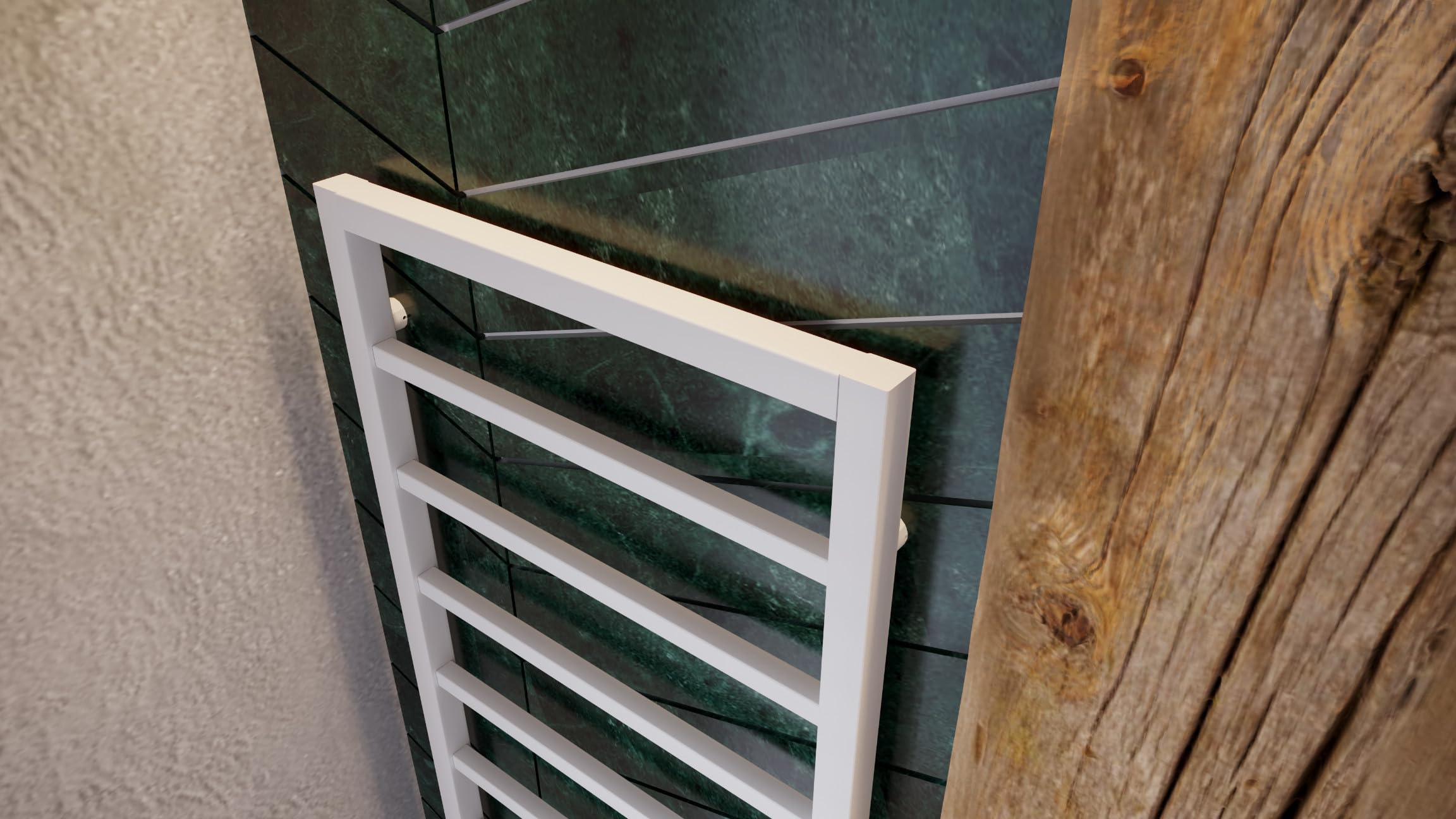 Radiatore da bagno A3, 750 x 400 mm, bianco RAL 9003, 207 W, tubo dell'acqua, attacco centrale inferiore, acciaio, radiatore da bagno