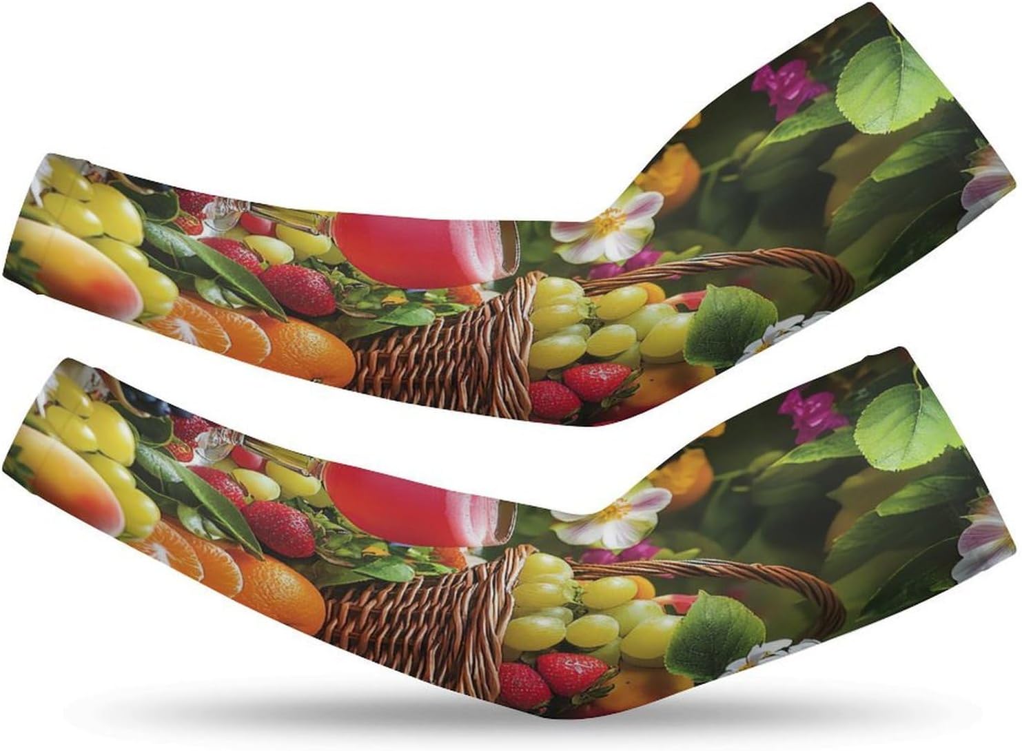 Flowers Fruits Arm Sleeves Sun Protection Sleeves Sports Cooling Arm Compression Sleeve for Men Women