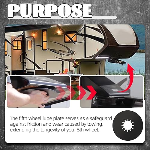 Miniatura 3 de TonGass Paquete de 2, placa de lubricante de 5 rueda de 10 pulgadas, color negro, para caravana, remolque, placa de quinta rueda, accesorios para