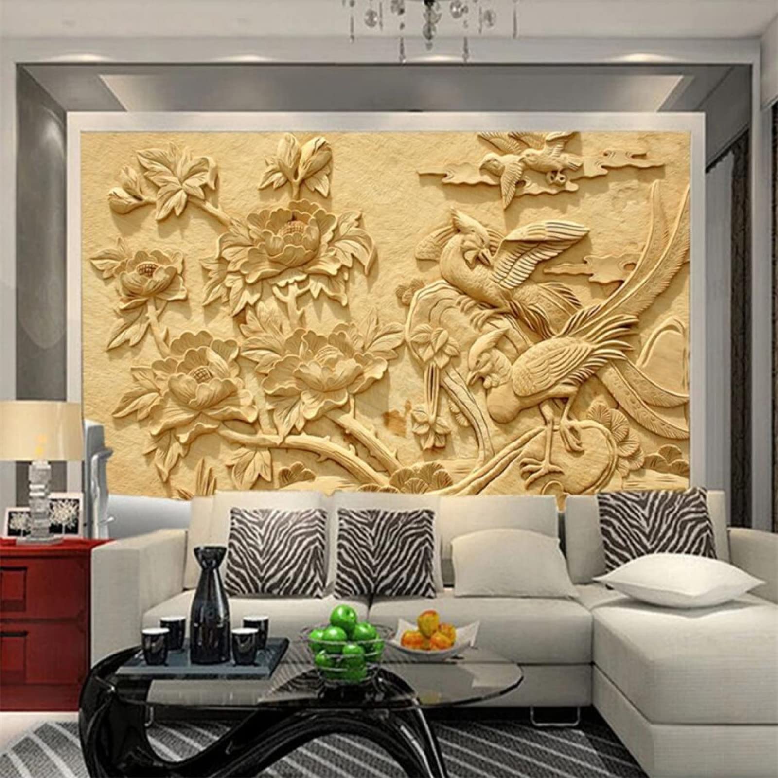 Tapeta ścienna żółta i kwiaty szer. 300 x wys. 210 cm mural ścienny 3D tapeta naklejki do salonu sypialni niesamoprzylepne