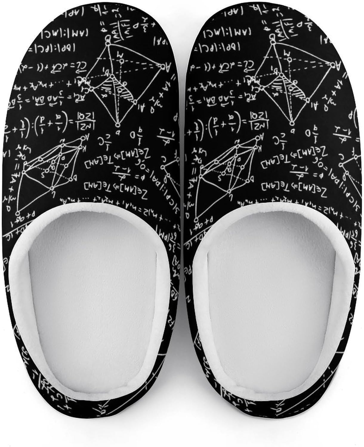 Mathematical Formula Women's House Slippers Memory Foam Warm Shoes Spa Rubber Sole Indoor Outdoor