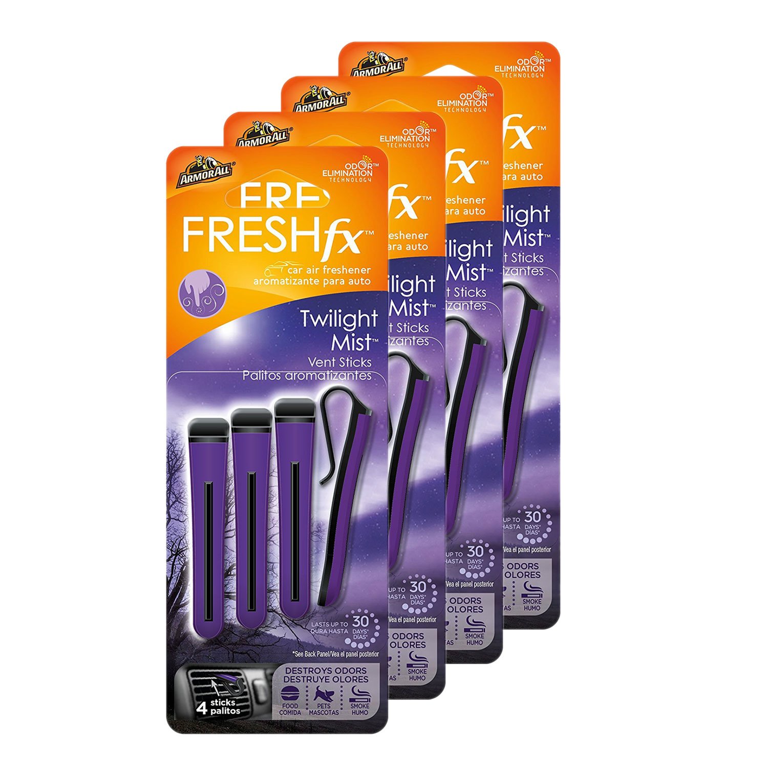 Armor All FRESHfx Car Air Freshener Vent Sticks, 4-PACK (16 Sticks) (4 Packs, Twilight Mist)