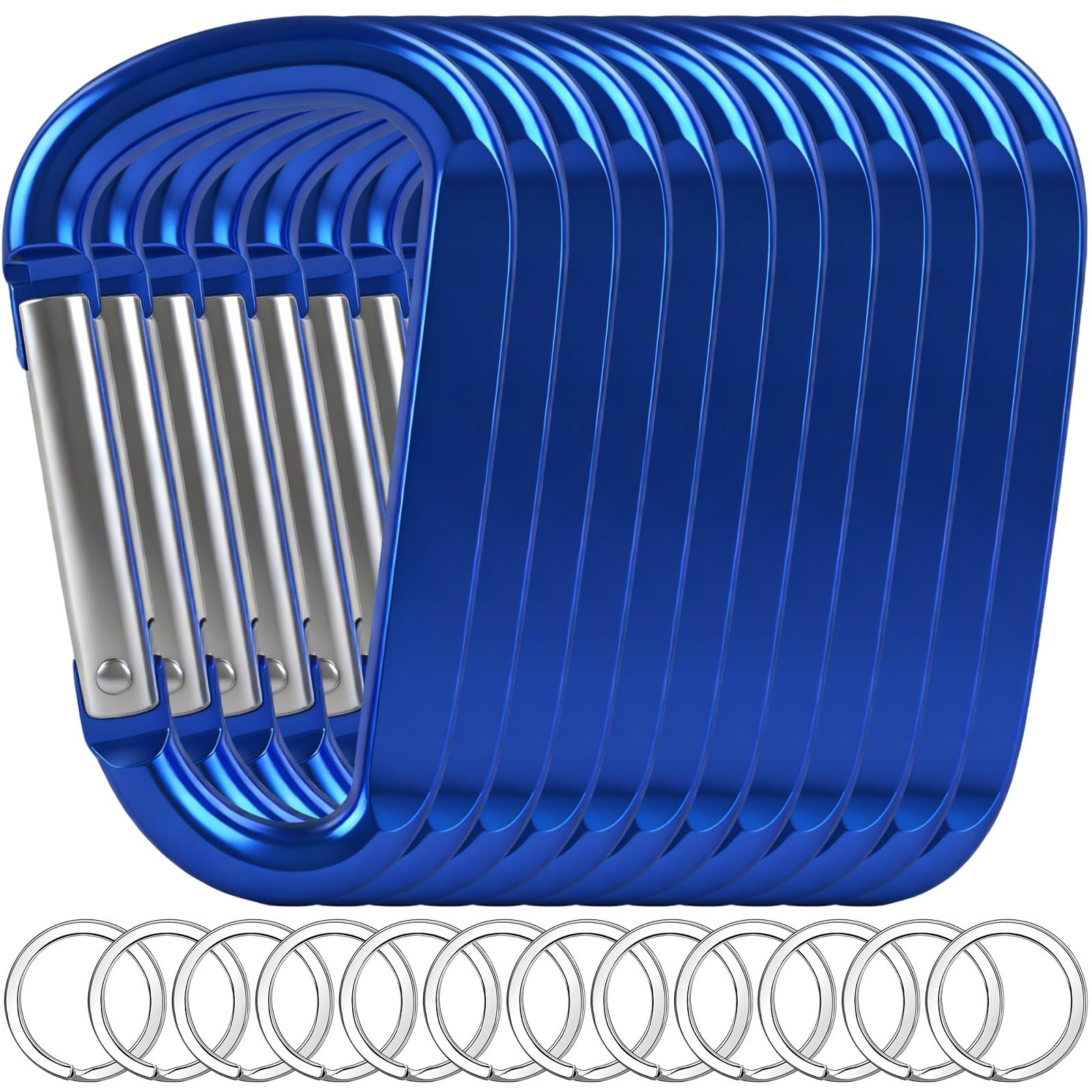 12PCS Carabiner Keychain Clip - 3" Aluminum Caribeener Key Clip,D Ring Shape Nonlocking Carabeaner Hook Buckle,Multi-Function Spring Snap Key Clips Tool for Home,Camping,Hiking,Traveling,Backpack