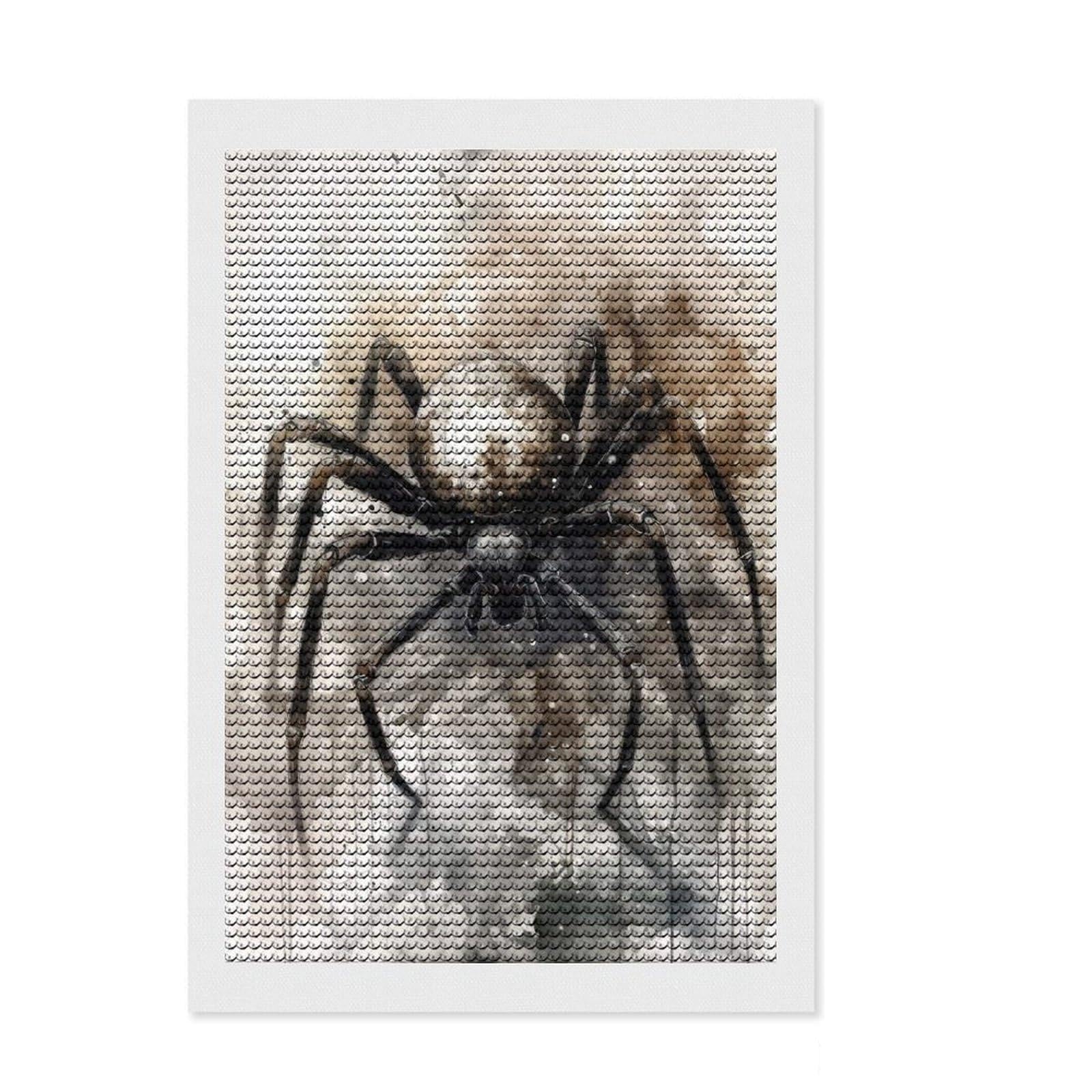 Junmoney Spider Inked Arachnid Diamond Painting Set 8"x12", Cosy Home Accent, for Creative Relaxation, Stress Relief Craft, Birthday Gift