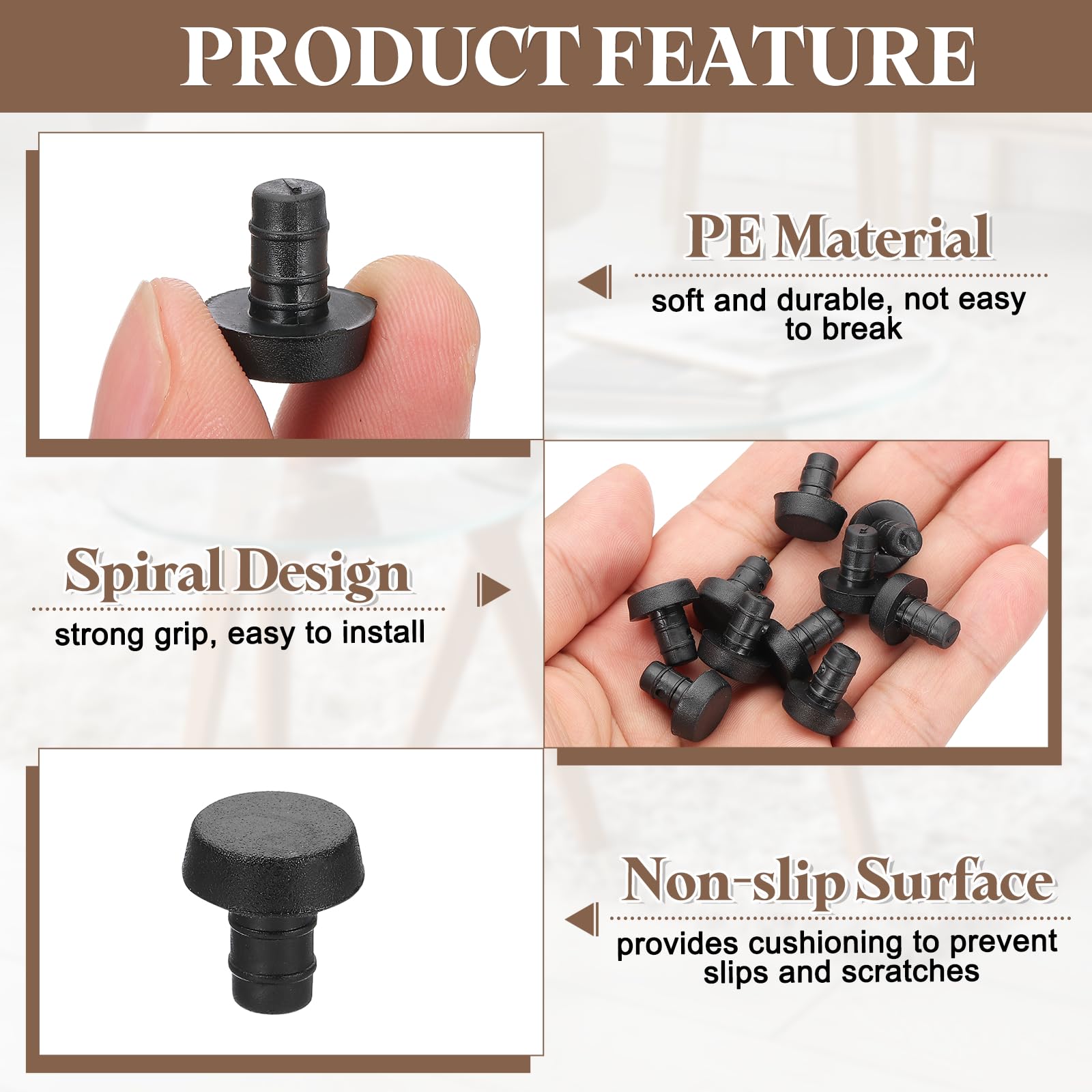 PATIKIL 6 x 13mm Soft Stem Bumpers, PE Anti-Collision Embedded Bumpers Flat Anti-Slip Pads for Patio Table Cabinet Furniture - Image 3