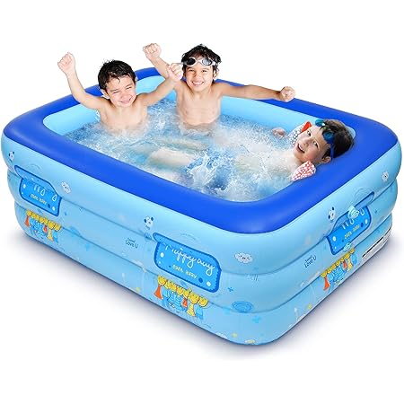 Amazon Co Jp ビニールプール 底クッション 2 3人用大型プール 3気室大きいプール レクタングラープール ボールプールと水プール両用 室内 屋上 ベランダ 庭 アウトドア設置可能子供用プール 可愛い色柄 コバルトブルーフレーム スカイブルー壁 160 125 60cm おもちゃ