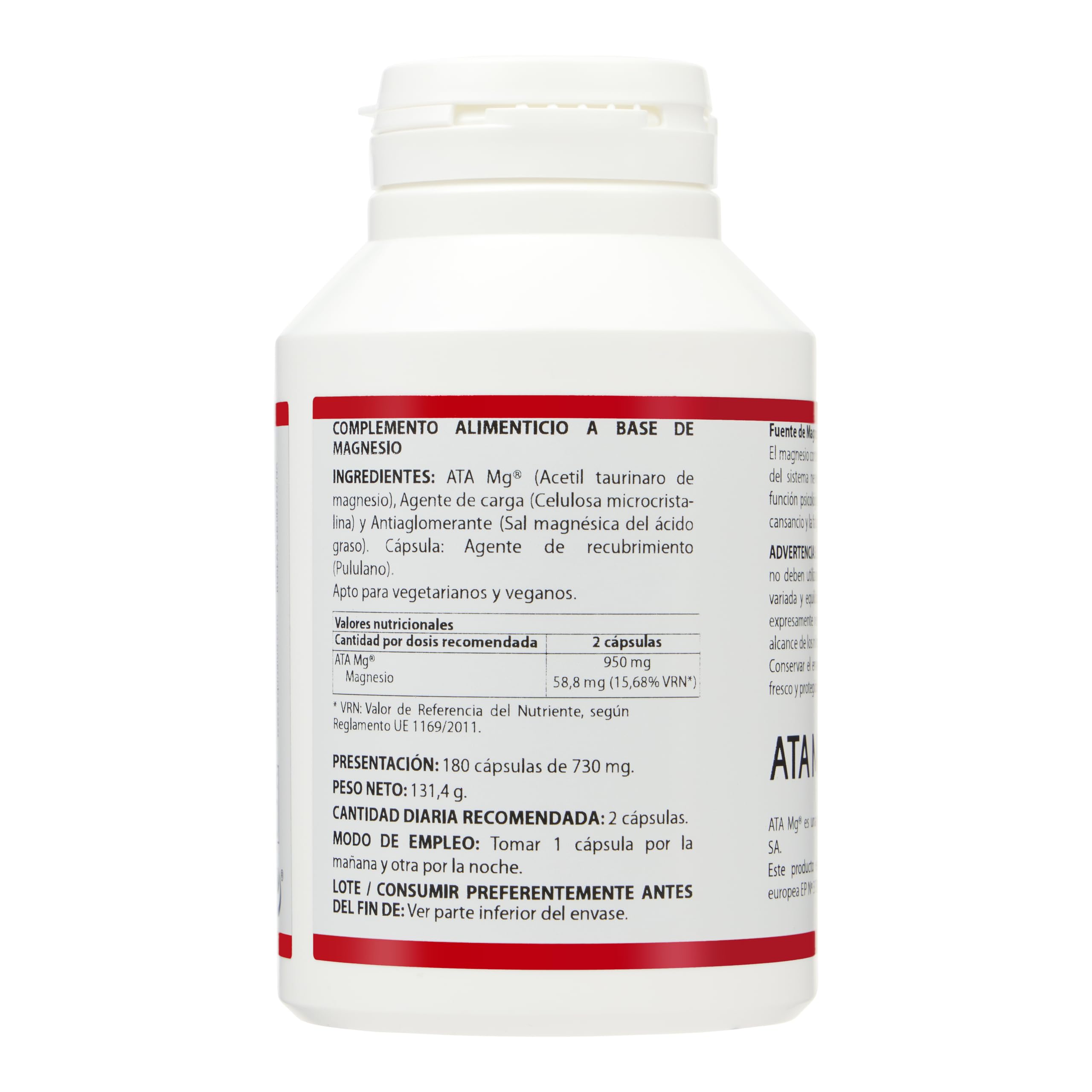 Holomega Magnesio N-Acetil Taurina – 180 Cápsulas (3 Meses) | Alta Biodisponibilidad ATA Mg® | Sistema Nervioso, Estrés y Fatiga | Magnesio de Alta Absorción | Equisalud