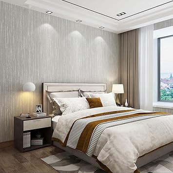 Trafagala Light Grey Mix Plain Thick Textured Wallpaper Free Grey No Match Shabby Chic Striped Wallpaper Paintable Wallpapers for Adults Kids Bedroom Living Room Hallway Stairs Lounge