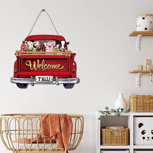 Miniatura 7 de Ferraycle 13 letreros de bienvenida intercambiables para el día de San Valentín para puerta delantera, granja, camión, decoración rústica con 12