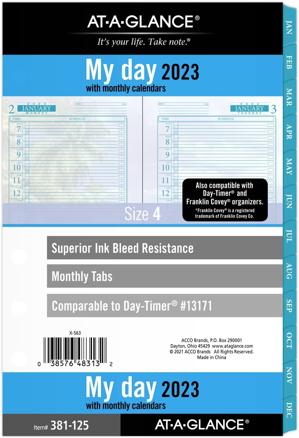 AT-A-GLANCE2023 Daily & Monthly Planner Refill, Half-Hourly, 13171 Day-Timer, 5-1/2" x 8-1/2", Size 4, One Page Per Day, Seascapes (381-125)