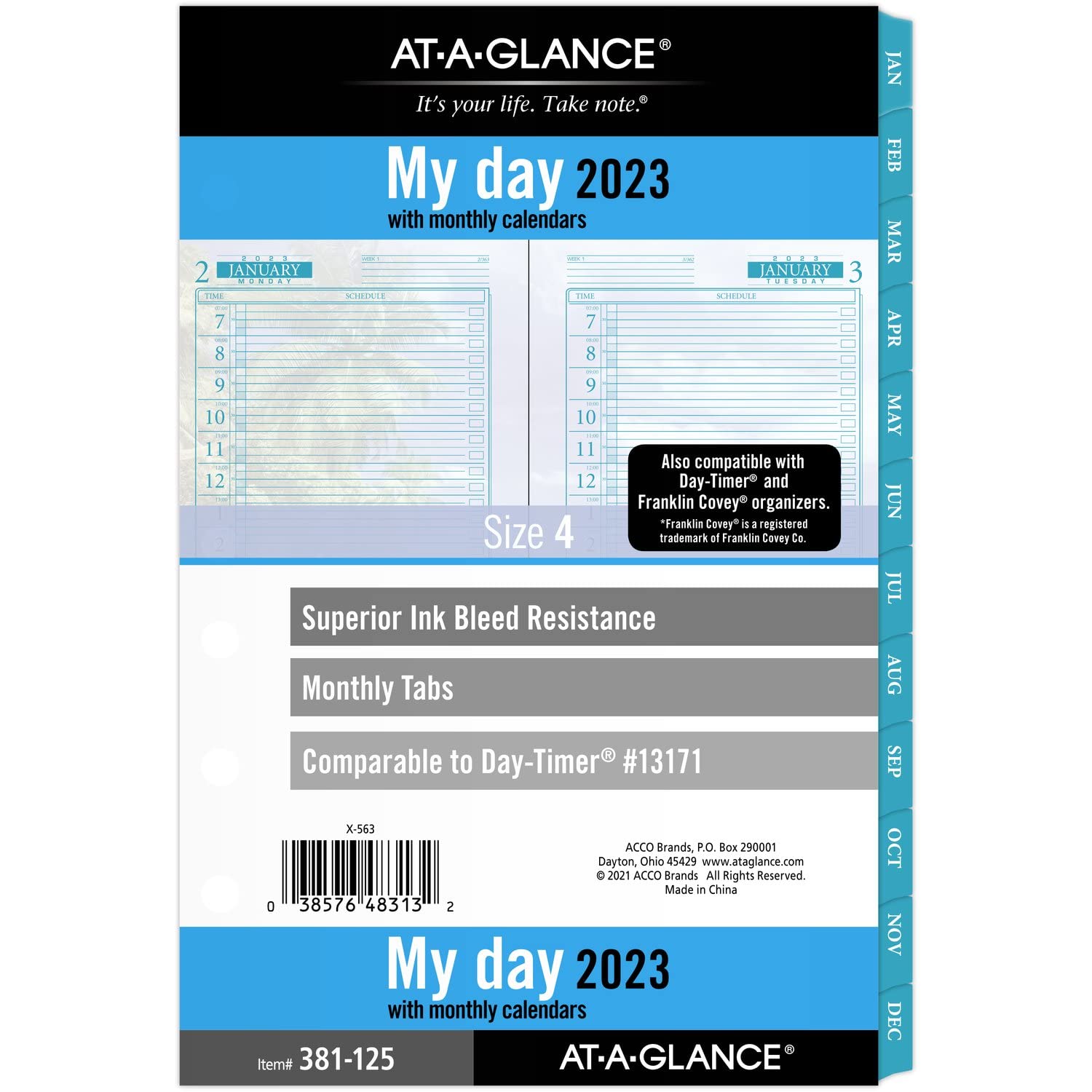 AT-A-GLANCE2023 Daily & Monthly Planner Refill, Half-Hourly, 13171 Day-Timer, 5-1/2" x 8-1/2", Size 4, One Page Per Day, Seascapes (381-125)
