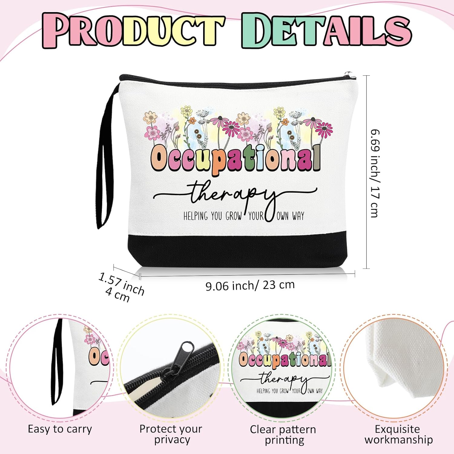 Kacctyen 3 Pcs Gifts Canvas Tote Bag Makeup Cosmetic Bag Appreciation Keychains Gifts for Women Birthday - Image 3