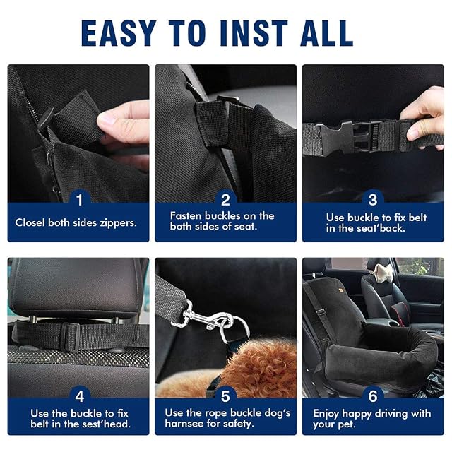 Foto 6 de 6 de BOCHAO Dog Car Seat Pet Booster Seat Pet Travel Safety Car Seat,The Dog Seat Made of Materials is Safe and…