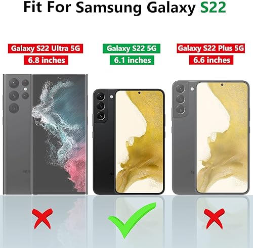 Miniatura 2 de Funda para Galaxy S22, S22 con funda deslizante para cámara y protector de pantalla, a prueba de golpes, con soporte de anillo magnético de 360 con