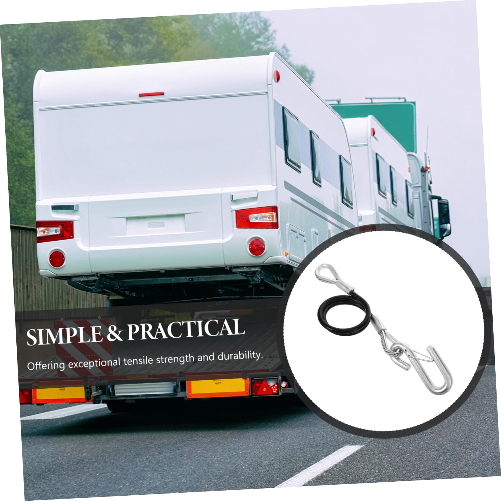 LIFKOME Abspannseil Anhänger Tragfähigkeit Federstahlseil Abschleppseil mit Haken Robuste Zugkabel Sicherungsseil für Bootsanhänger und Schwere Anhänger Langlebiges Towing Safety Cable