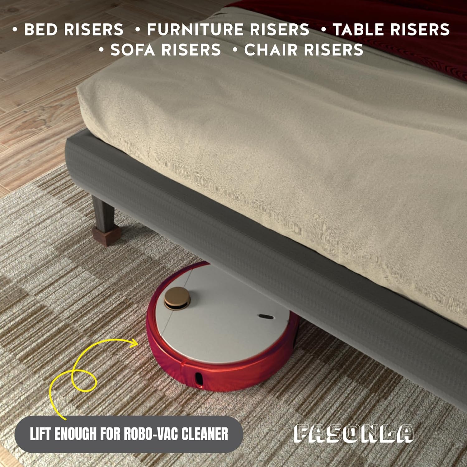 FASONLA Bed Risers (Set of 8) Furniture Risers Lifts Height 2", Oak Solid Wooden Risers for Bed, Furniture, Table, Sofa, Chair Risers with Non-Slip Recessed Hole (8pcs-2" Hight-Walnut Color)