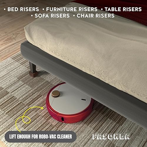 Miniatura 7 de FASONLA Elevadores de cama (juego de 8) elevadores de muebles de altura de 2 pulgadas, elevadores de madera maciza de roble para cama, muebles,