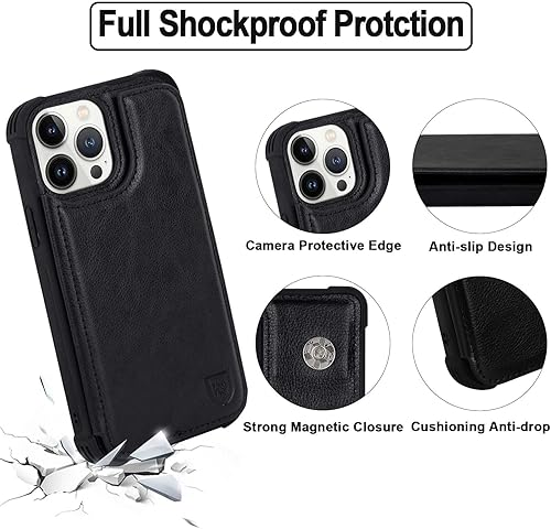 Miniatura 3 de VANAVAGY Funda tipo cartera para iPhone 13 Pro Max para mujeres y hombres, funda de cuero con tapa para teléfono compatible con soporte magnético