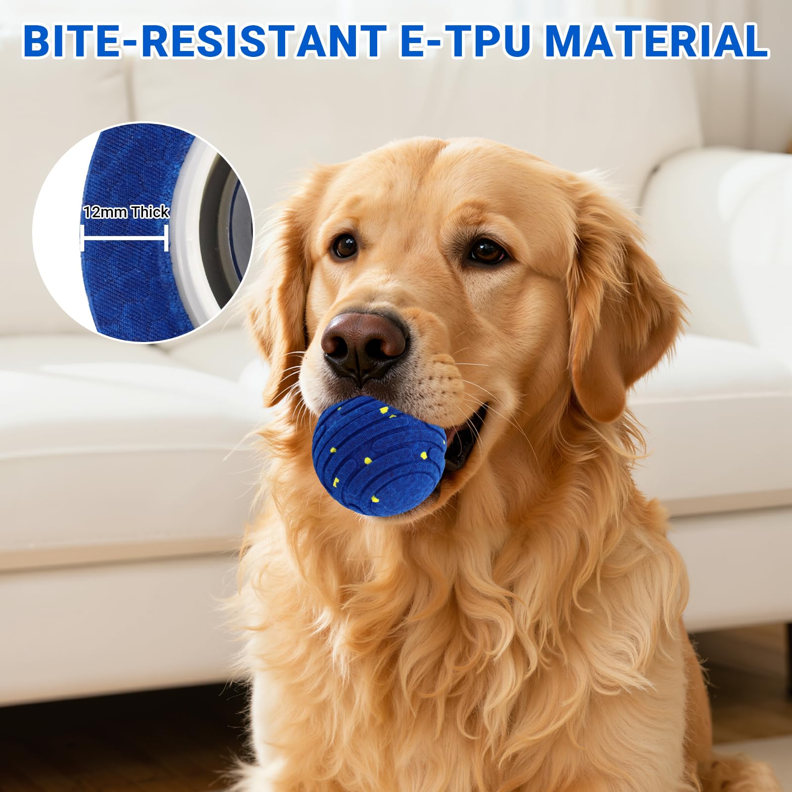 Jouet interactif intelligent pour chien, balle indestructible E-TPU pour mâcheurs agressifs, mouvement automatique, balle rechargeable pour chiens de petite, moyenne et grande taille, pour