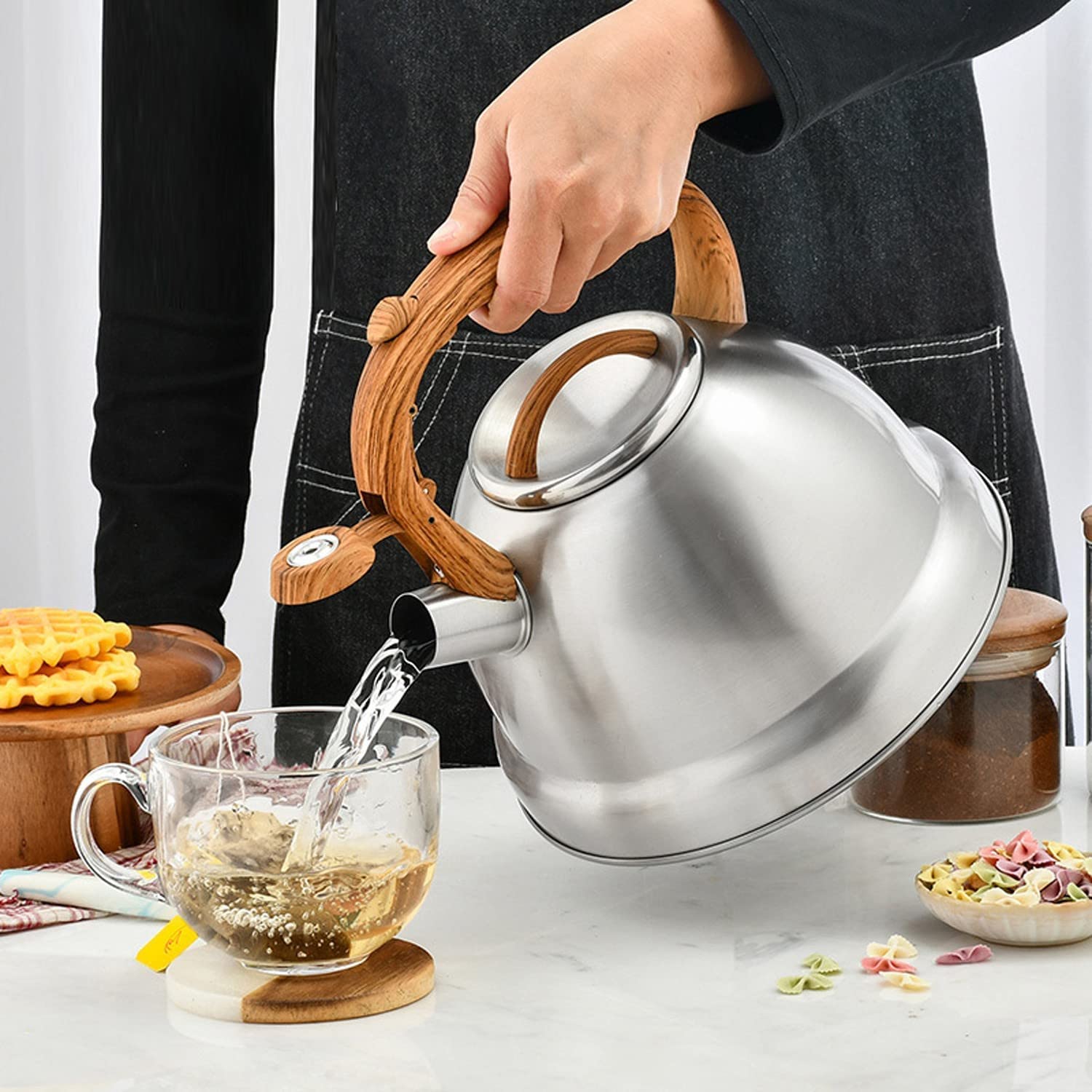 Czajnik z Gwizdkiem 3,5 L Kuchenka Z Gwizdkiem Czajnik Do Herbaty Czajnik Ze Stali Nierdzewnej Z Ergonomicznym Uchwytem Czajnik Na Gorącą Wodę Gwizdanie Czajnik Czajnik Kuchenek