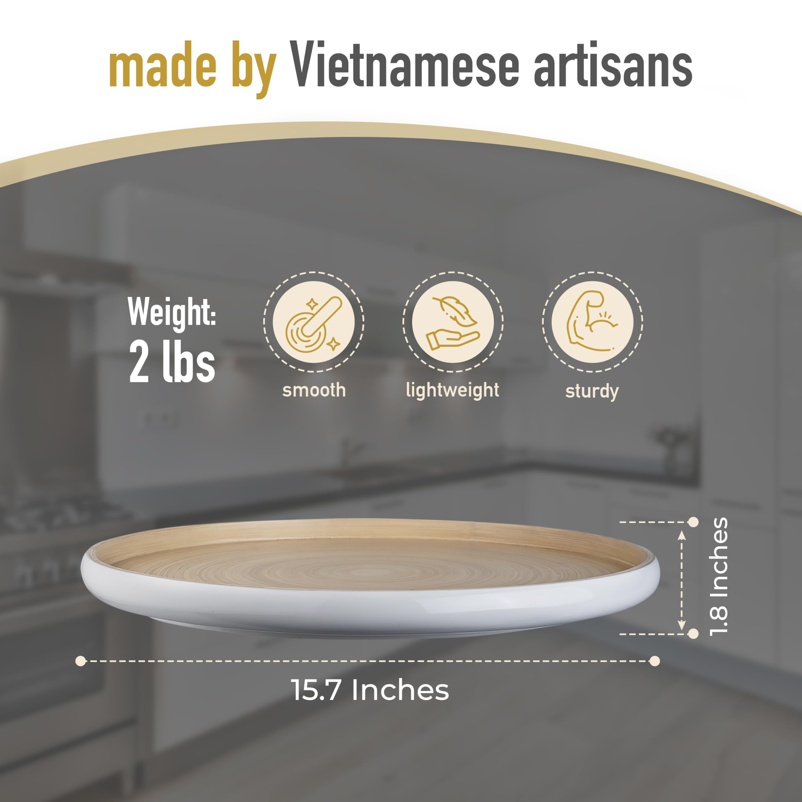 Lexa Bandeja Redonda de Madera de bambú Hecha a Mano de 15.7 Pulgadas para Servir Alimentos, Bandeja de Madera Grande para Mesa de café otomana, bandejas de Madera para charcutería, decoración del