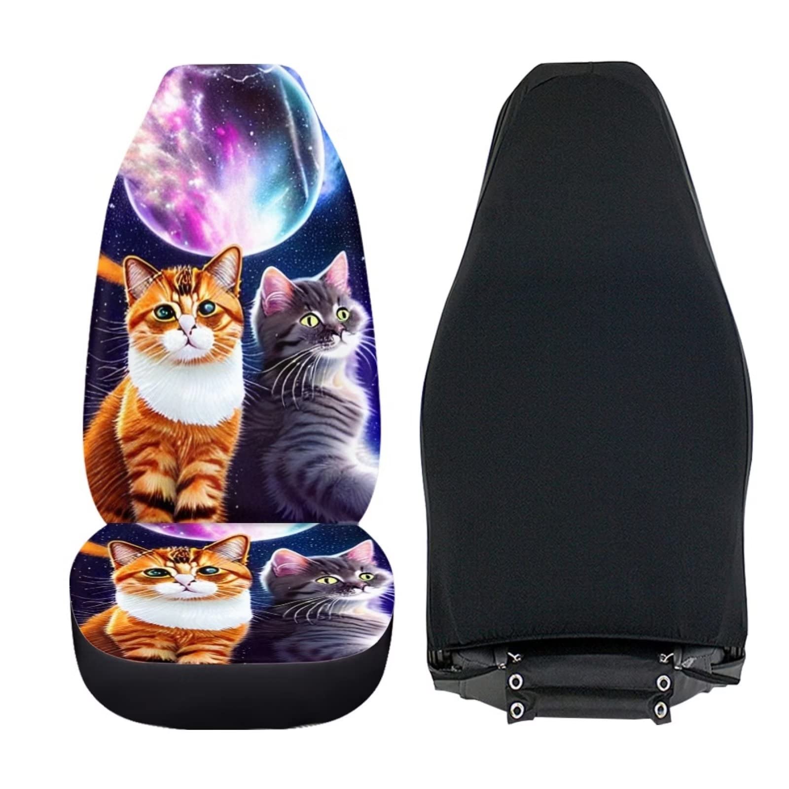 Coprisedili Auto Universali Mexpekil 2 Pezzi - Design Faccia Di Gatto, Poliestere, Antiscivolo - Foto 11