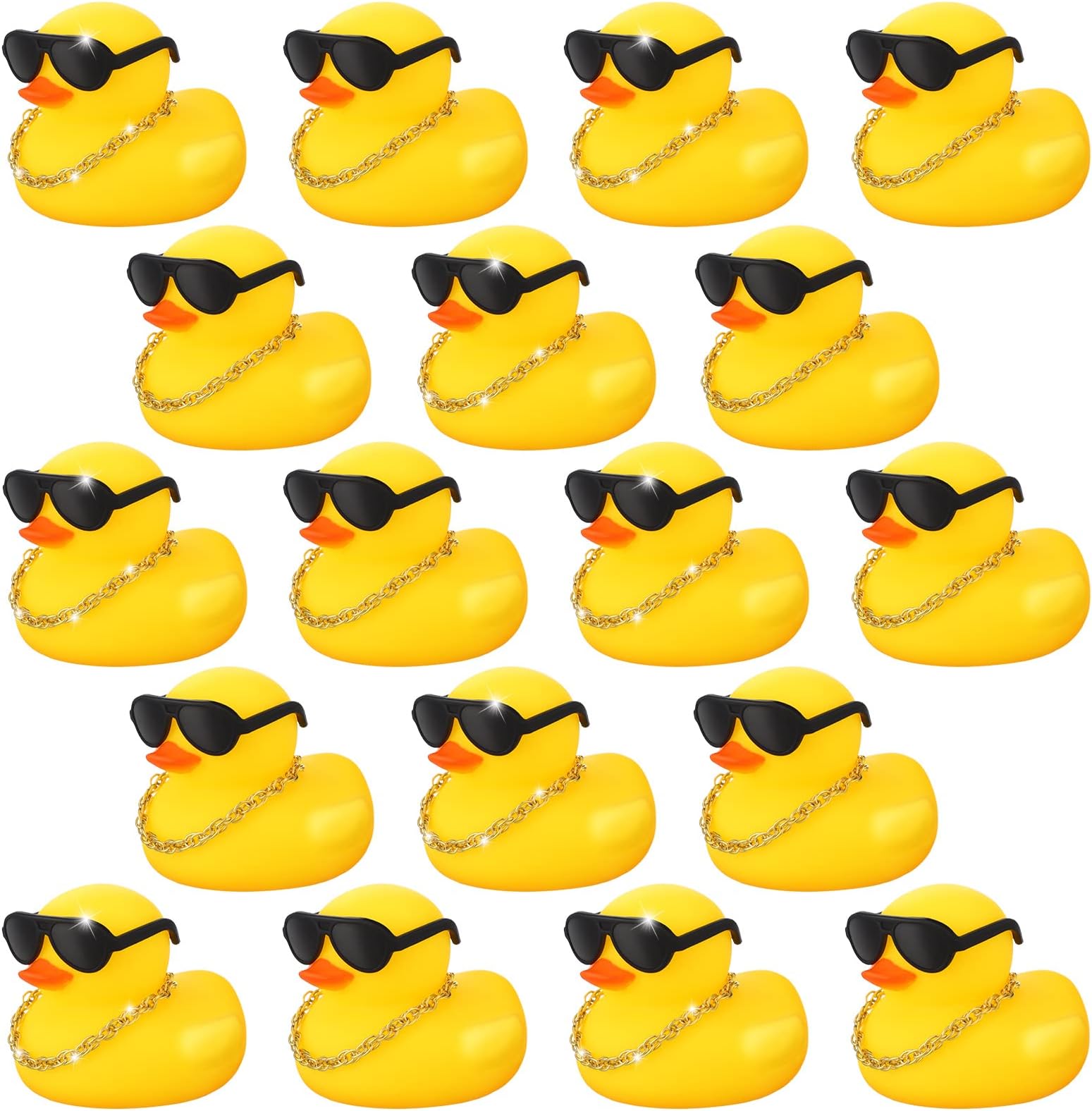 18 Pcs Mini Rubber Ducks Baby Shower Tiny Rubber Ducks Bulk with Sunglasses, Float Bathtub Duckies for Shower Birthday Party Favors Carnival Gift(Yellow)