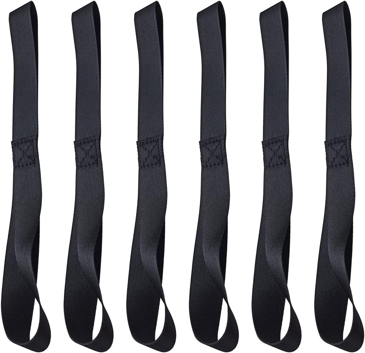 6 Pcs Black Soft Loop Tie Down Straps