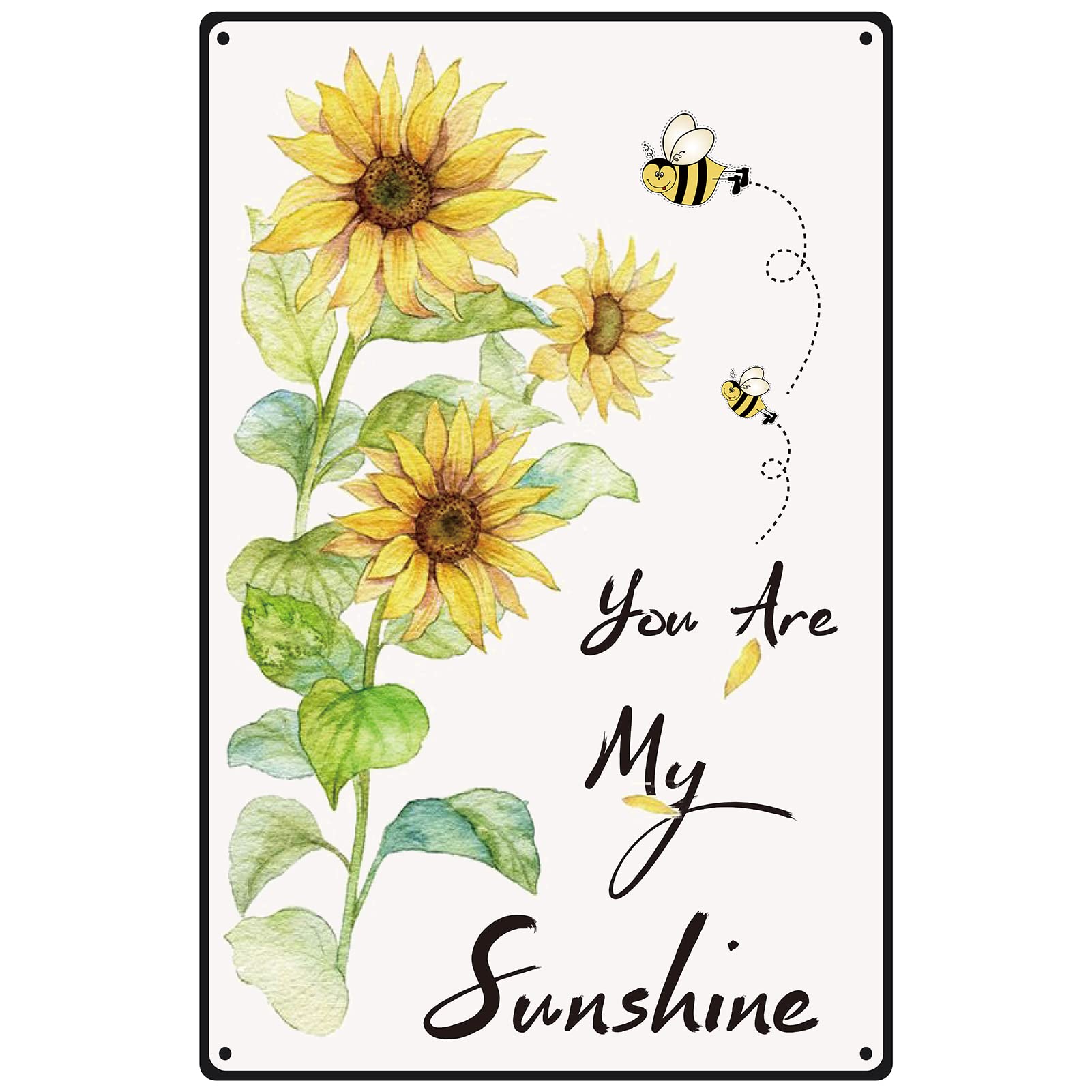 CREATCABINYou Are My Sunshine Metal Tin Sign Vintage Wall Art Decor House Plaque Poster for Home Bar Pub Garden Kitchen Coffee Garage Decoration 8 x 12inch