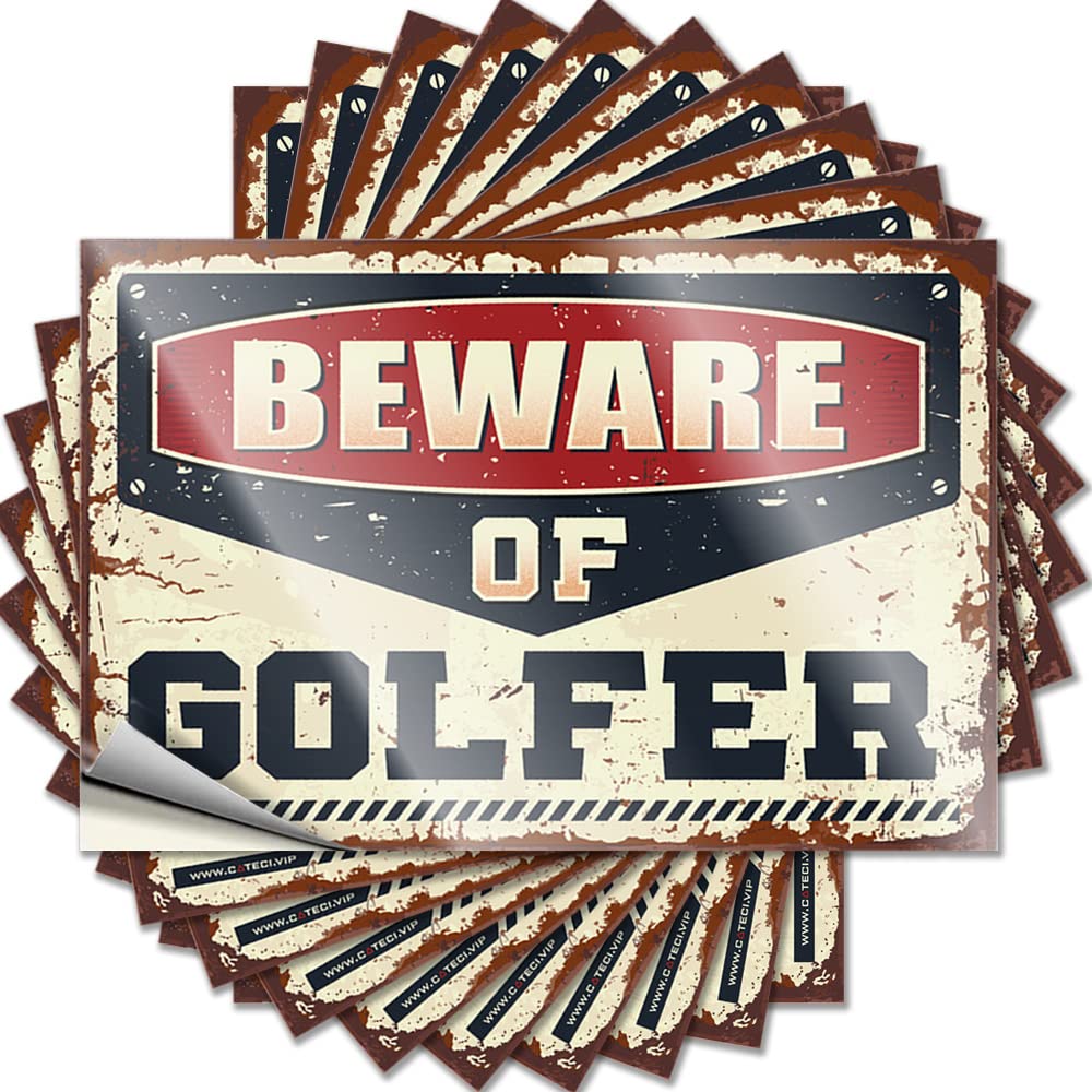 Beware of Golfer Bumper Unique Self Adhesive | Western Bathroom Helmet Vinyl Sticker Pack for Double(12X18CM)