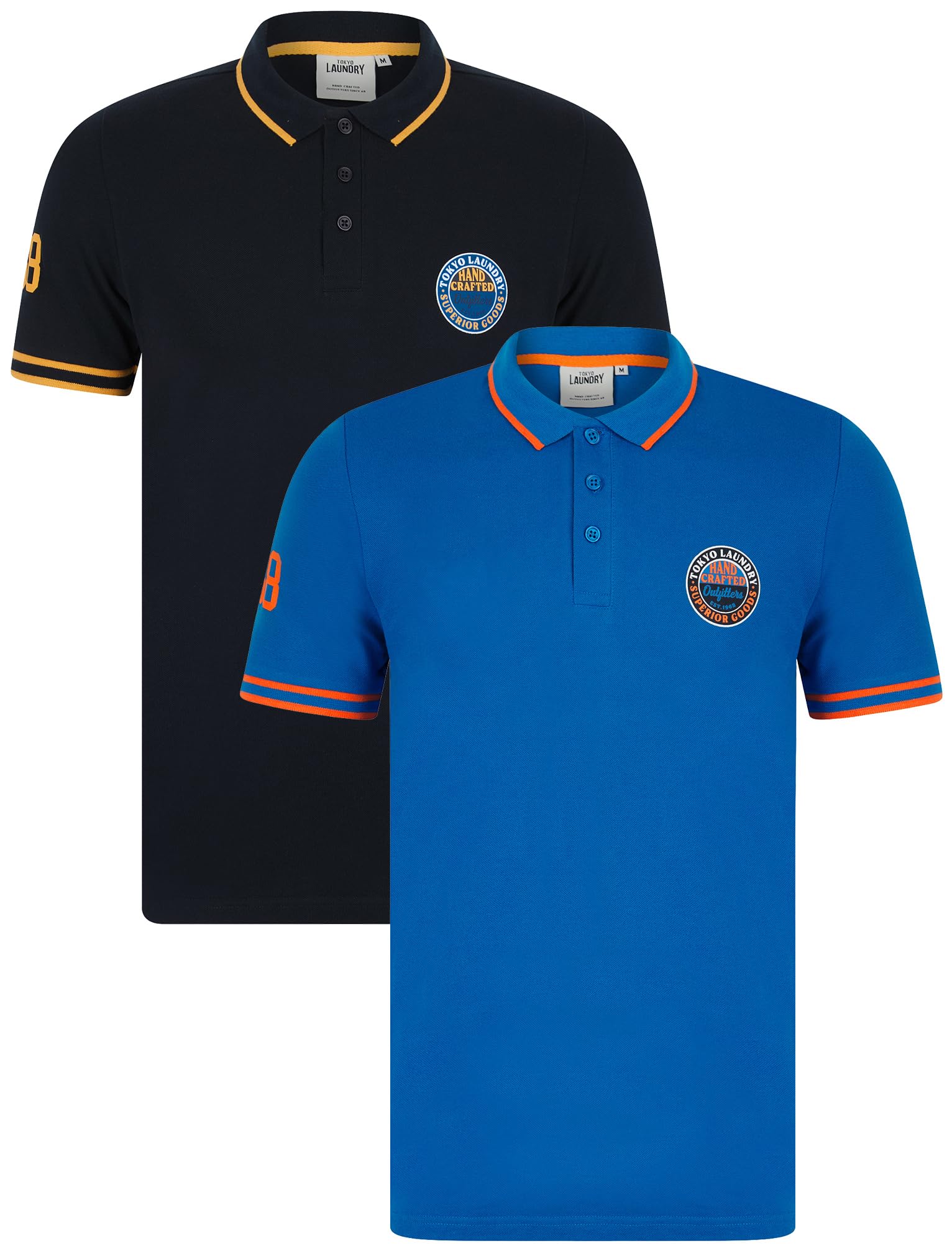Tokyo Laundry 2 Pack Cotton Short Sleeve Button-Up Polo Shirt - Navy - Men's - Size L
