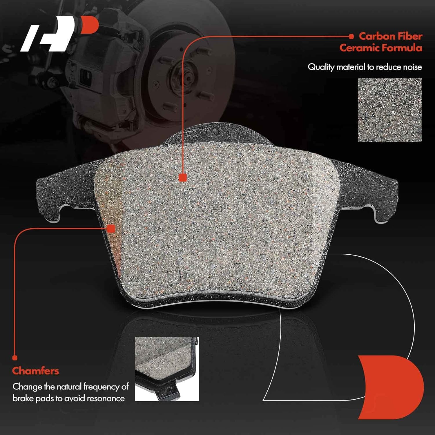 A-Premium Rear Ceramic Brake Pads Set Compatible with Volvo Models - XC90 2003 2004 2005 2006 2007 2008 2009 2010 2011 2012 2013 2014, with Hardware, 4-Pack