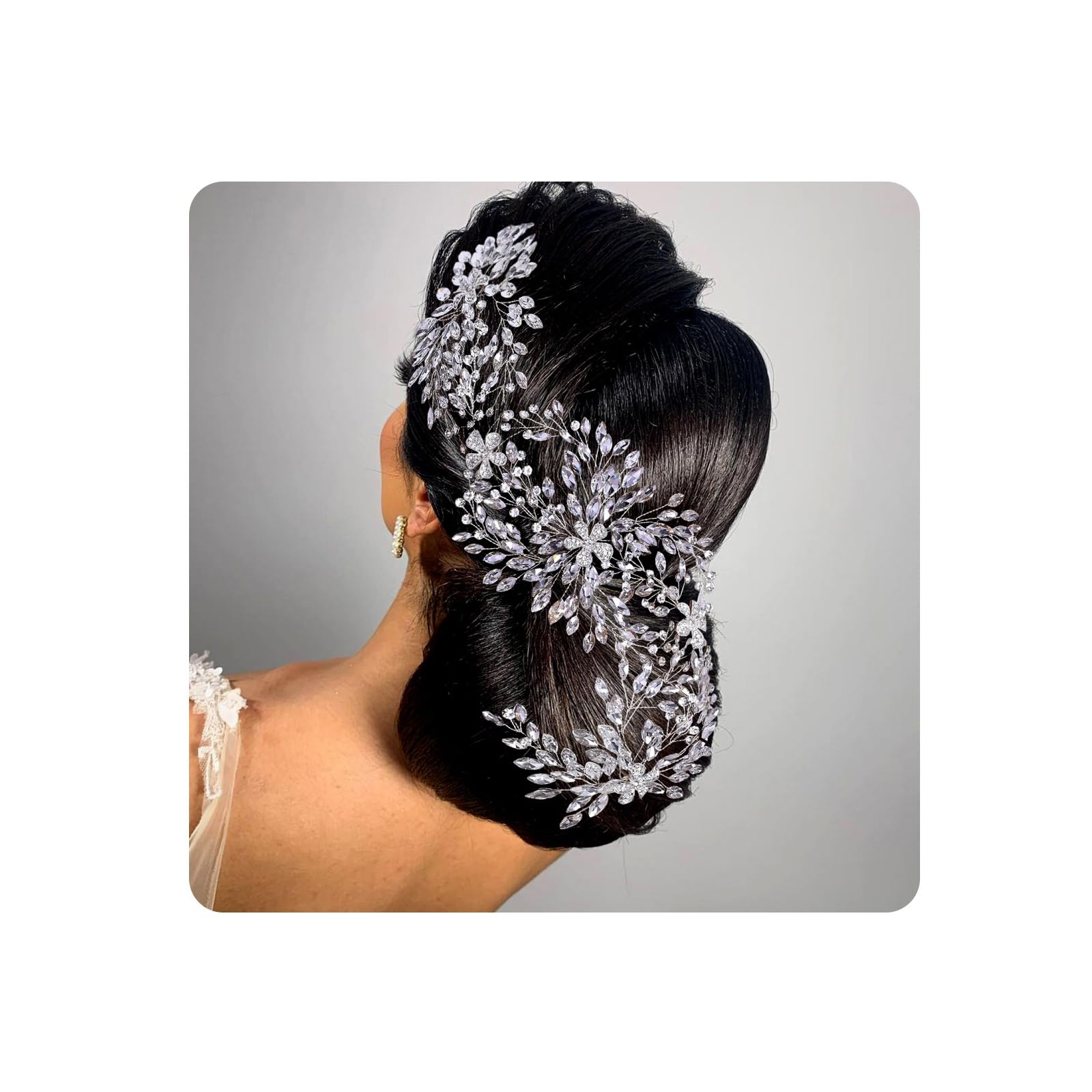 GAODESI Wedding Headband Rhinestone Bridal Hair Pieces Lengthen Wedding Hair Accessories for Brides