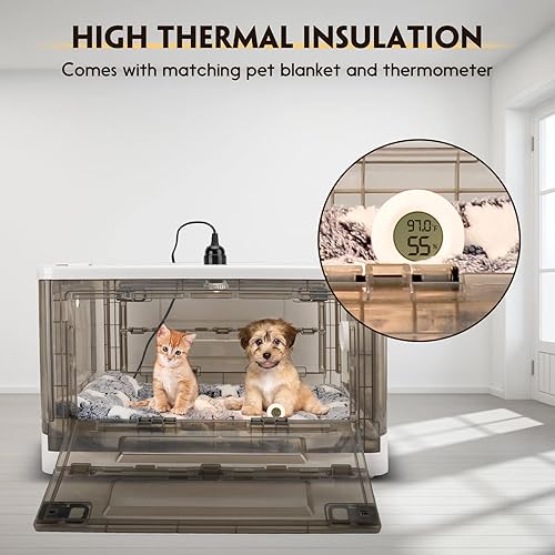 Miniatura 4 de HKDQ Incubadora de cachorros con calefacción, incubadora para cachorros, diseño de circulación de ventilación de ventilador, incubadora para