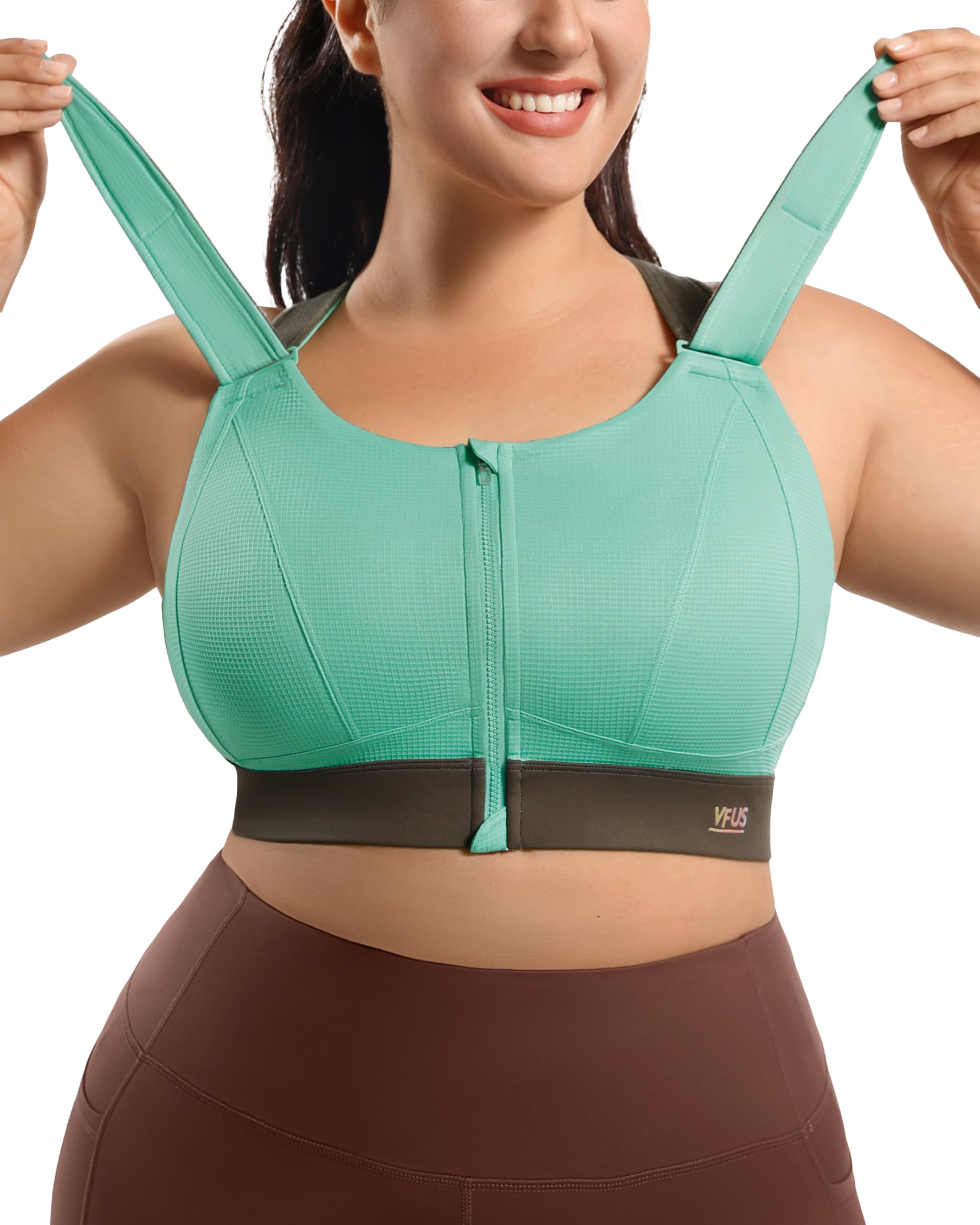 High Impact Reißverschluss vorne, verstellbarer Sport-BH, kein Hüpfen, überkreuzt, Übergröße, BHs für Damen, Workout, Laufen