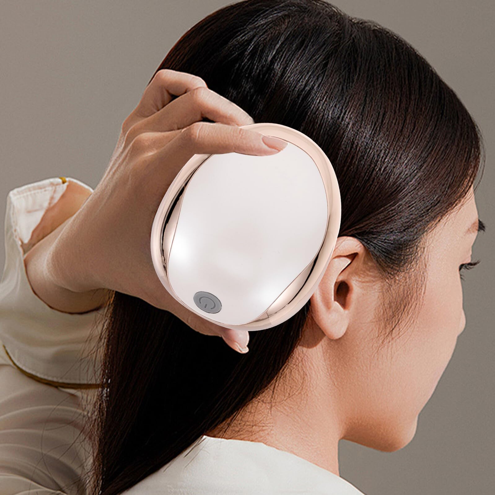 Wiederaufladbares Tragbares Kopfhautmassagegerät in Beige, 1150mah