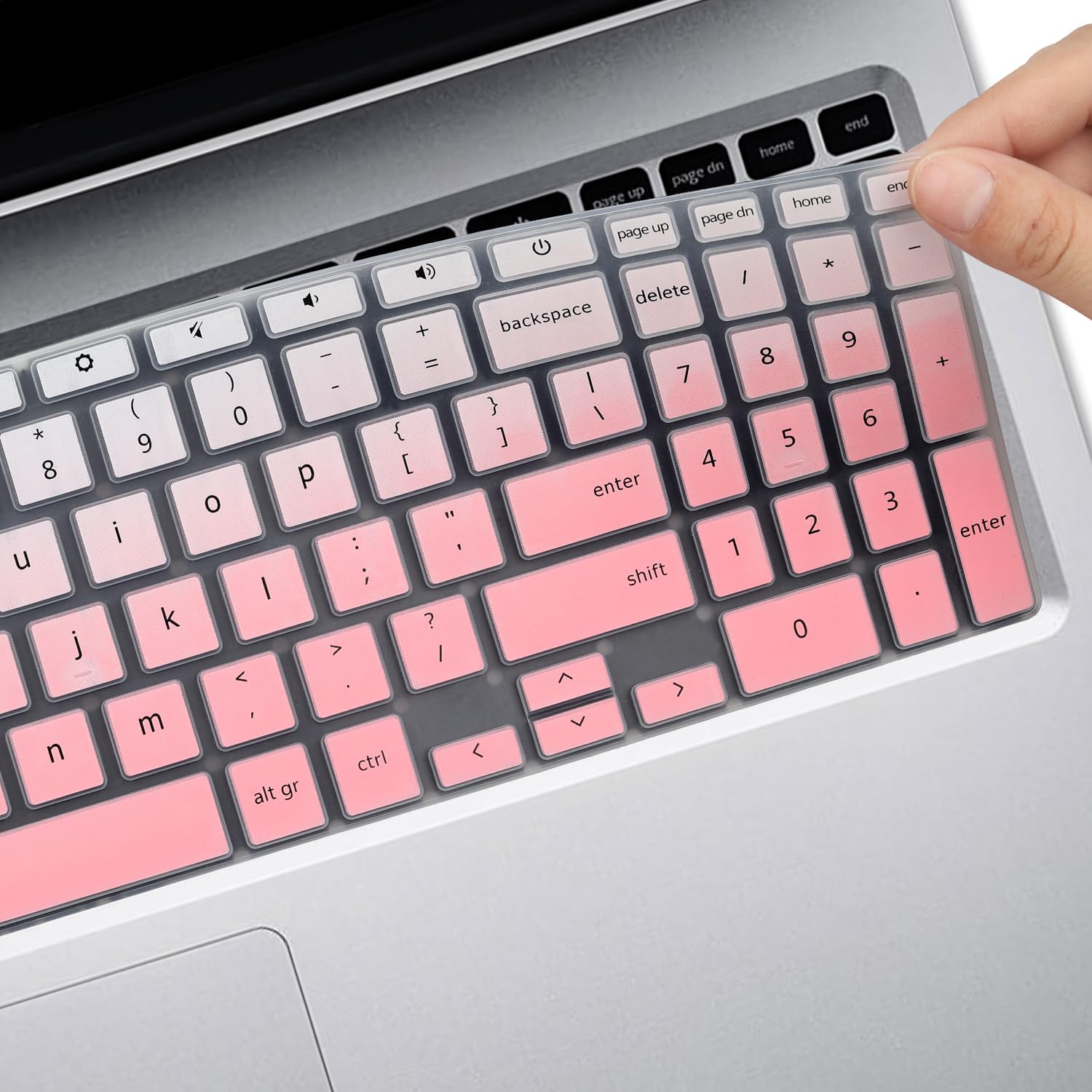 Keyboard Cover Skin for Acer Chromebook 315 CB315 & Acer Chromebook 715 CB715 15.6 inch with Numeric Keypad, Acer Chromebook 317 CB317 17.3" Keyboard Skin Protector-Ombrepink image 5 of 6 B0CW2H8413