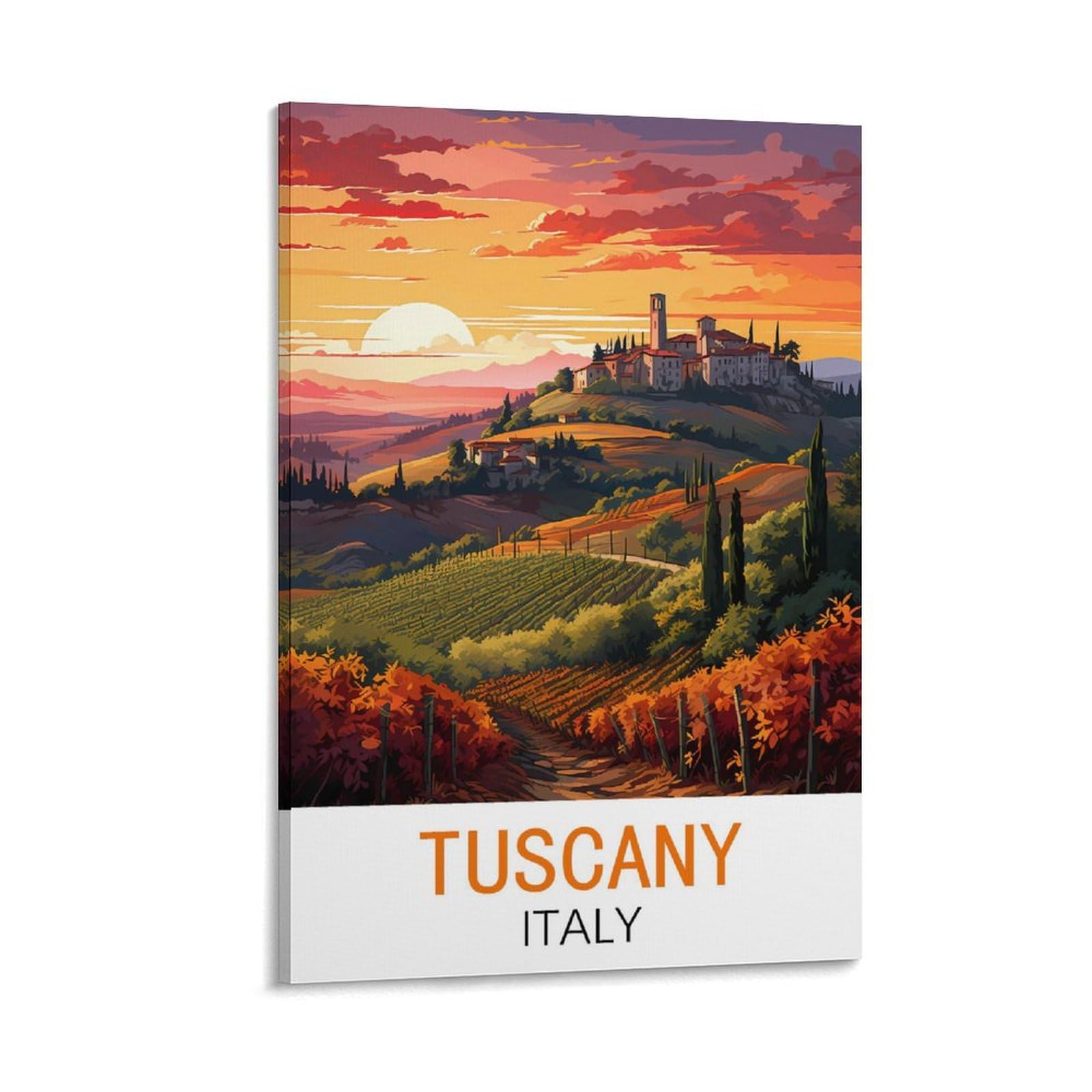 HSAYYIII Tuscany Italy Vintage Travel Poster 08x12inch(20x30cm) Canvas Art Poster And Wall Art Picture Print Bedroom Decor