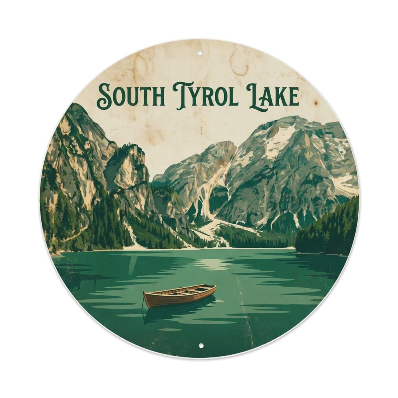 Mountain Lake Coastal Route South Tyrol Travel Vintage Metal Tin Sign