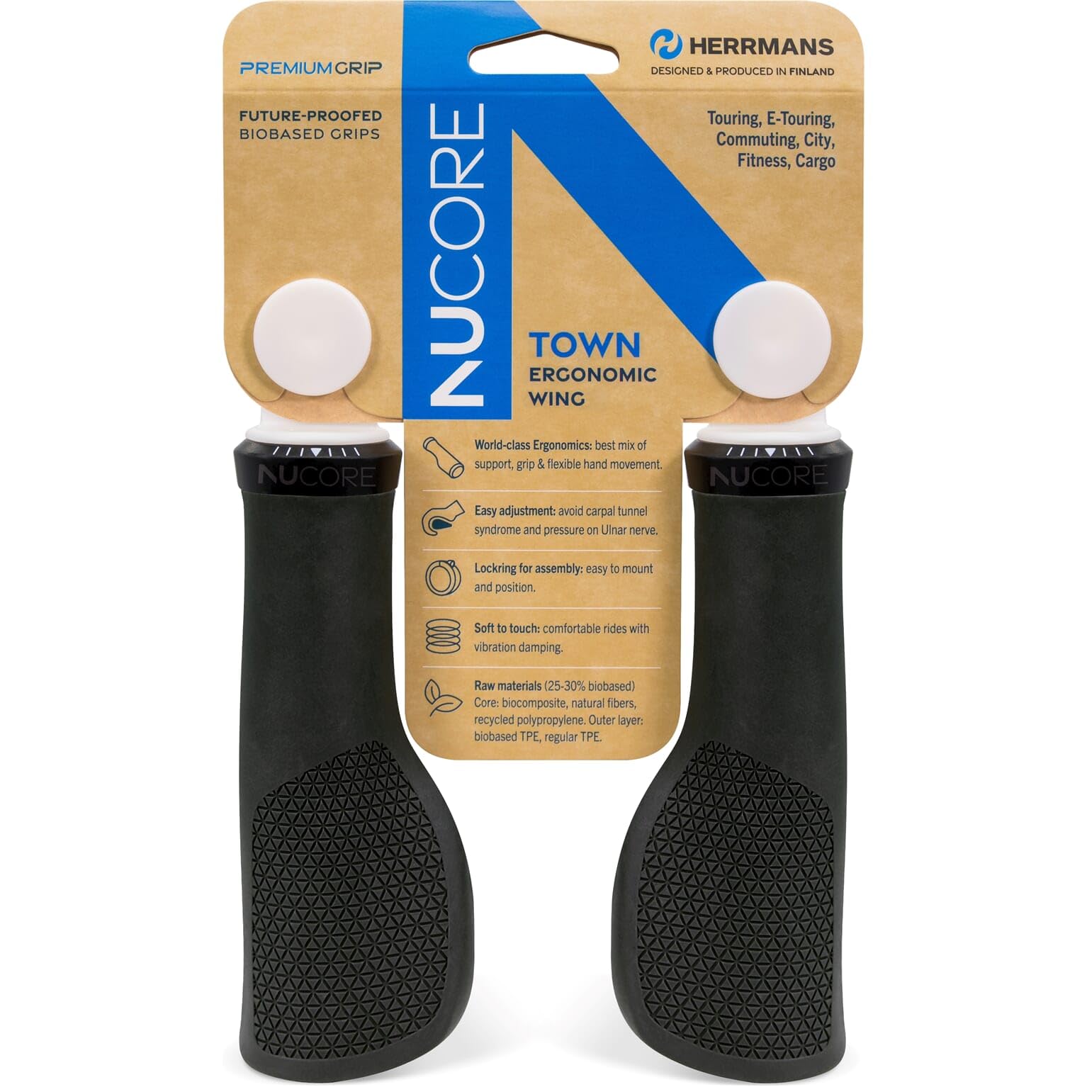 Sturmeyarcher Grip de Guidon de Bicyclette en Nylon Noir 130 mm Ø 22 mm