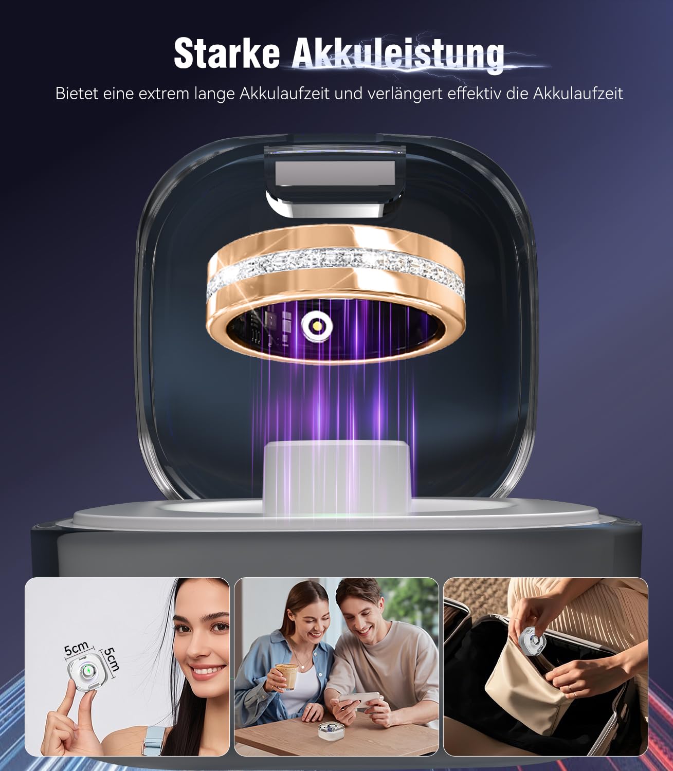 10. Gen Diamant Smart Ring 【IP68 Wasserdicht-0 Messfehler】 und Kabelloses Ladeetui, Fitness Tracking Ring with Heart Rate, Sleep Monitor，Smartring Kompatibel mit Android und iOS,Gold 8
