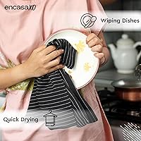 Vista 4 de Encasa XO Juego de toallas de cocina de algodón, paño de mano y té para limpieza y secado rápido, XL 28 x 18 pulgadas (paquete de 12) altamente