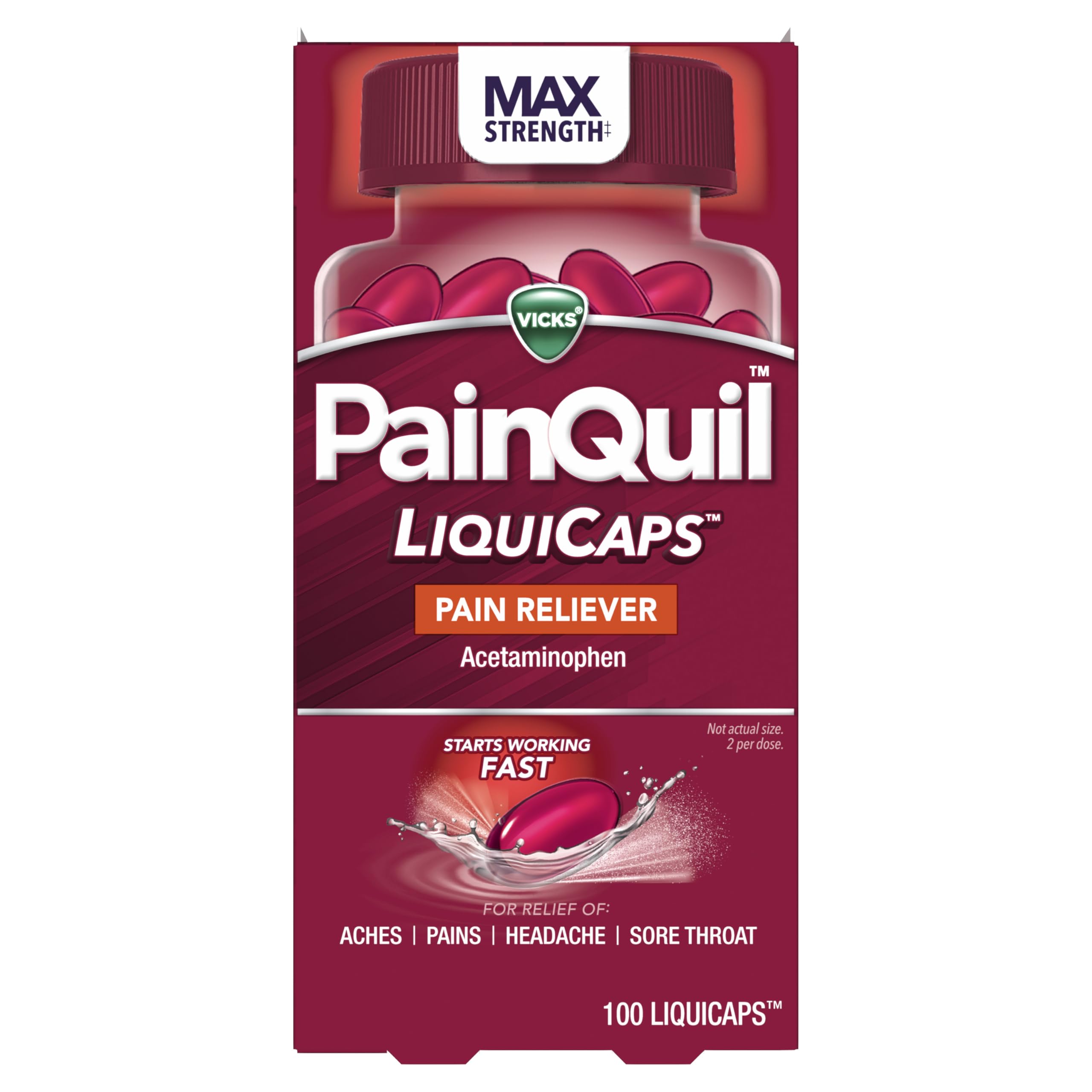 Vicks PainQuil Pain Relief LiquiCap Acetaminophen 1000mg Pain Reliever 100ct — Amazon image 9