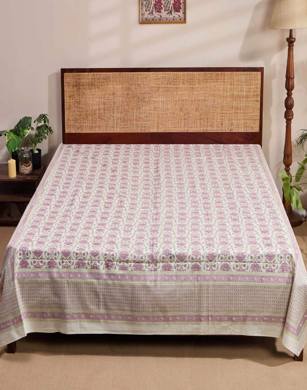 Fabindia Purple Jarul Hand Block Printed Cotton Bed Cover-picture-40
