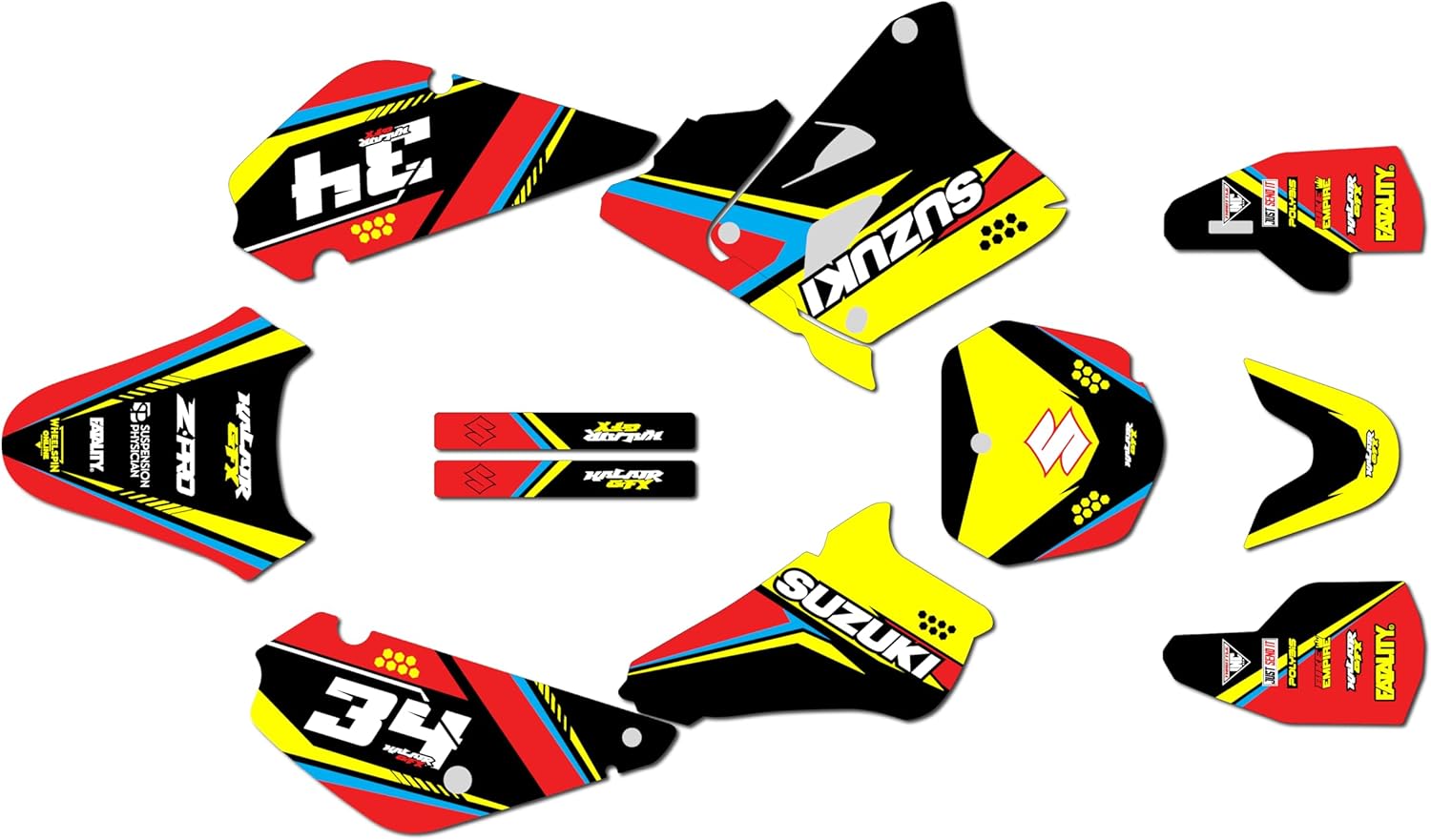 Graphics Kit for Suzuki RM85 (2001+) ICON Series Yellow-Shift 9 Mil - Easy Go - Dirt Pit Bike Motorcycle Stickers, Dirtbike Racing Automotive Decal Motocross Accessories no-Plastics